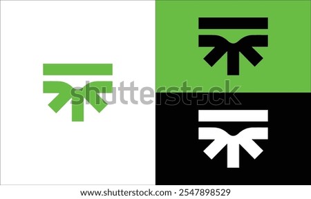 Green Symbol with Horizontal Bar and Bow Shape logo