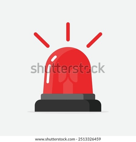 Flat style vector of an emergency alarm icon with an alert lamp. Perfect for police urgency signs, safety alerts, and emergency notifications. Clear and trendy design for business and urgent alert 