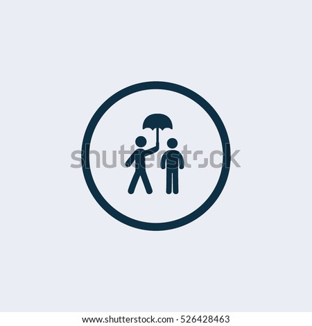 business team standing under a big  umbrella