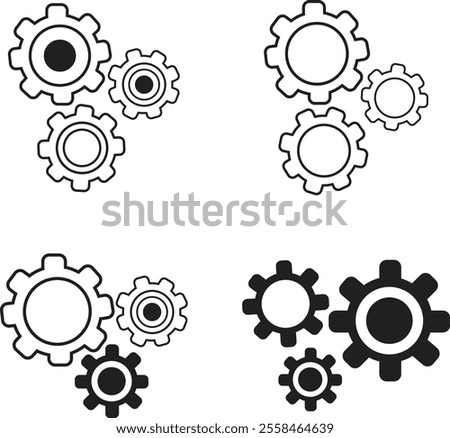 Gear icon set vector on white background.