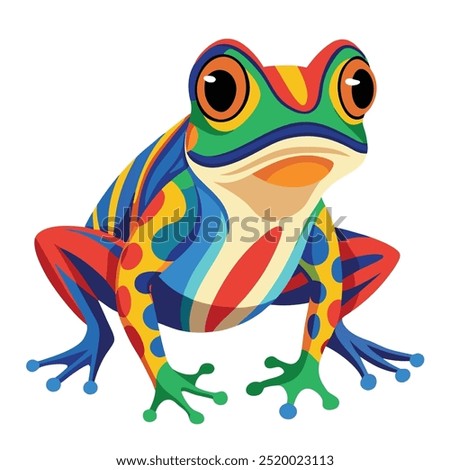 Vector a green frog on the white background