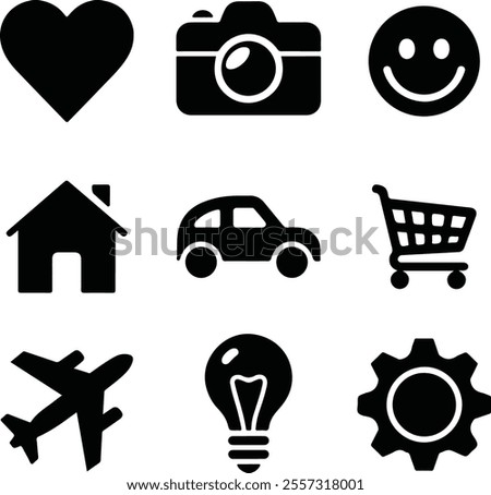 Collection of Black filled silhouette icon vector