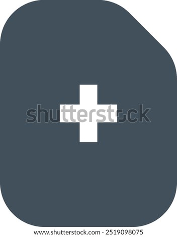 Filled flat add file icon on white background 