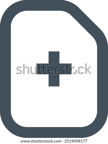 Add file icon on white background with outline stroke