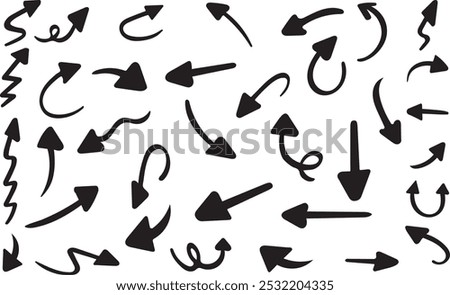 Hand drawn arrow vector icons set. Set of arrows black icons. flat style. arrow icon for your web site design, Circle arrows, rotate arrow, redo process symbol.
