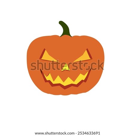 Spooky Halloween Jack-o'-Lantern Pumpkin with a Grinning Face - Vector Illustration for Halloween Decorations, Cards, and Digital Designs