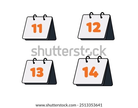 Four Calendar Pages Showing The Eleventh, Twelfth, Thirteenth and Fourteenth Day Of The Month.