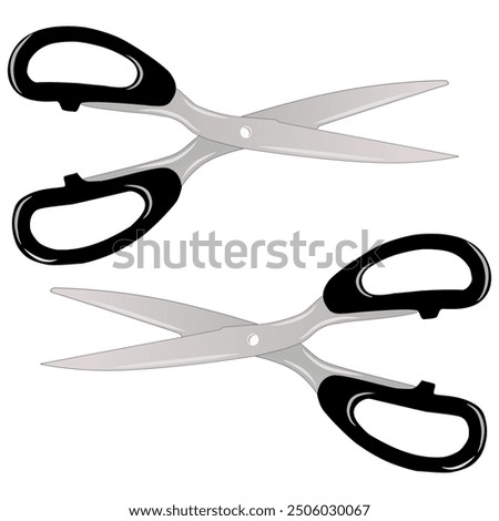 illustration of paper scissors with black handles and white bagron, scissors for cutting paper