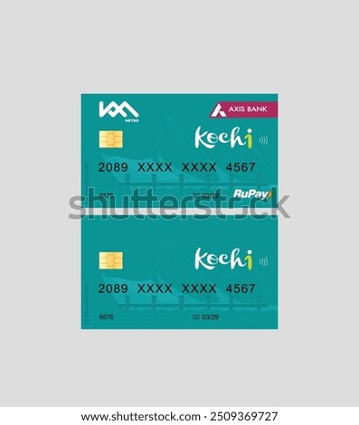 Vector graphics Kochi Metro Access credit Card Axis Bank Mockup