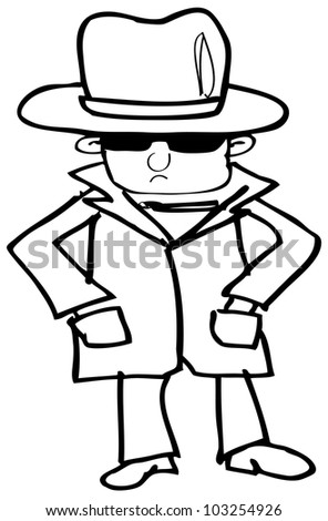 Cartoon Detective Illustration - 103254926 : Shutterstock