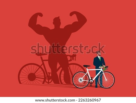 Image, Stock Photo shadow of cyclist on the side of bridge