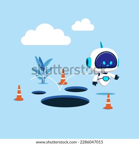Artificial intelligence technology. Avoid pitfall, mistake and failure. Modern vector illustration in flat style