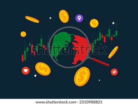 Bear and Bull fighting. Symbol of Financial markets. Global economy crash or boom. Flat vector illustration