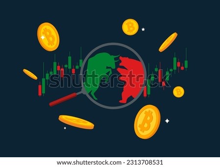 Bear and Bull fighting. Stock market trend. Symbol of Financial markets. Global economy crash or boom. Flat vector illustration