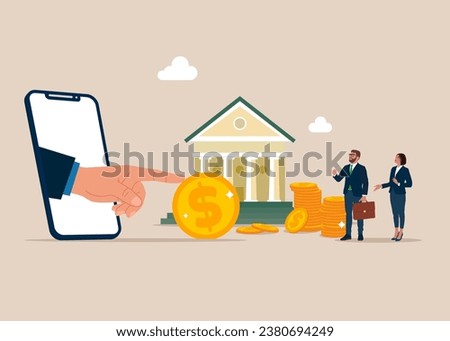 Money saving. Online deposit. Flat vector illustration.