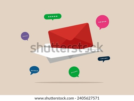 E-mail marketing, communication and promotion. Send e-mail. Flat vector illustration