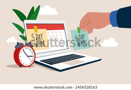 4 or 5 Day Work Week. Make company 4 day work week. Flat vector illustration.