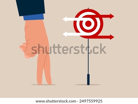 Choosing between 2 direction, make decision to the left or right. Target arrow random direction. Flat vector illustration.