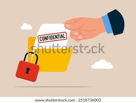 Confidential document. Locked with padlock folder. Modern flat vector illustration 