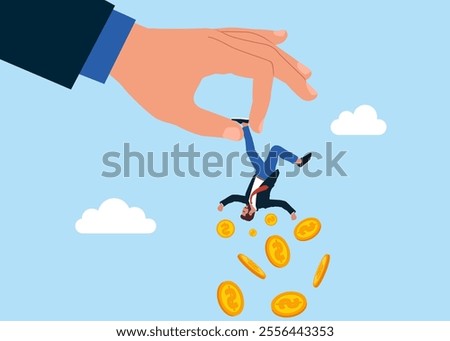 Stealing money from the population. Government countries increase tax and to get all their money businessman. Modern vector illustration in flat style