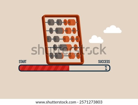 Abacus for calculations. Investment progress. Challenge your progress and win the race. Flat vector illustration.