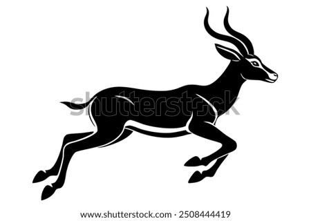 A jumping antelope silhouette vector white background