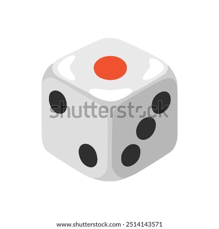 Dice cube, casino game. Isolated die game  emoji, Vector icon , Game die, Pictogram. 