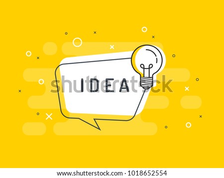 Quick Tips badge with light bulb and speech bubble. Trendy flat vector on yellow background. Vector Illustration. 