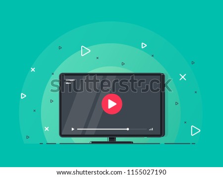 Video tutorials icon concept. Video conference and webinar icon, internet and video services. Trendy flat vector on green background. Vector Illustration.