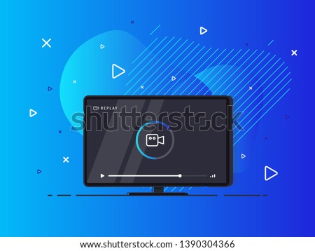 Loading stream TV. Flat LED television display on geometric liquid background. Vector Illustration.