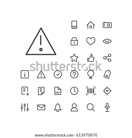 Alert icon in set on the white background. Universal linear icons to use in web and mobile app.