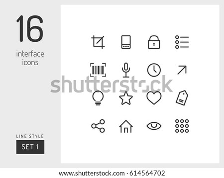 Set 3 of interface icons on the white background. Universal linear icons to use in web and mobile app.