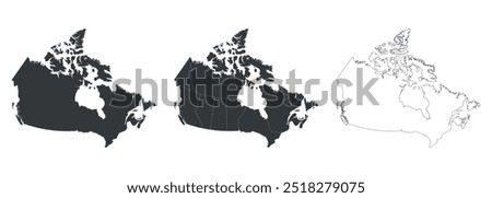 Canada Map set vector, Map of Canada. Outline Canada map. Flat Canada map icon.