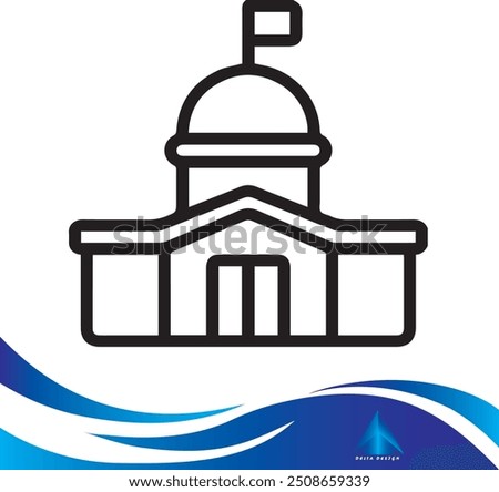 White House - The residence of the president of the United States of America line art vector icon for apps and websites