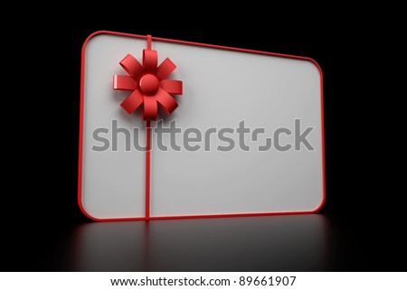 3d illustration of gift card over black background