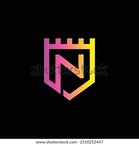 Letter N Shield Logo Design Vector illustration template, N shield logo