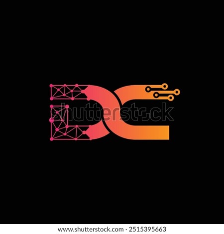 DC tech logo, Letter DC technology dot logo template 