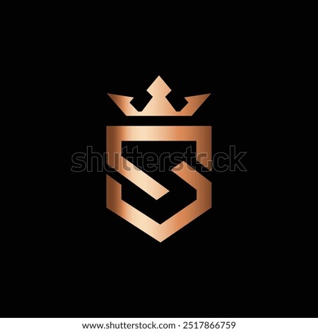 Letter S Linked Monogram Crown King Logotype, S shield logo with crown