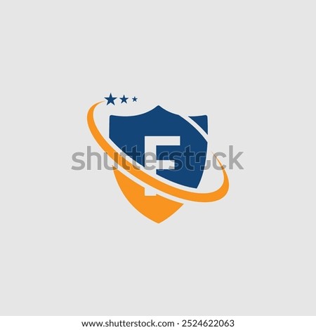 Letter F shield logo design, Initial F security logo icon template