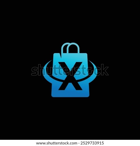 X Letter With Shopping Store Bag Combination Logo