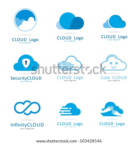 CLOUD  FAST SHIELD SECURITY HAND INFINITY LOGO ICON TEMPLATE SET