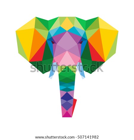 POLYGON TRIANGLE ELEPHANT POP ART POLYGONAL LOGO ICON TEMPLATE