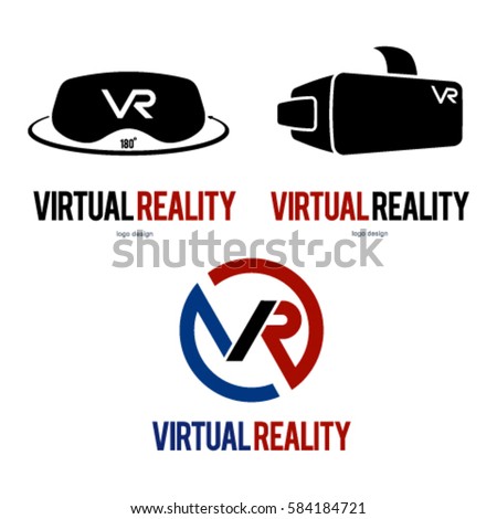 VR VIRTUAL REALITY LOGO ICON SYMBOL SET