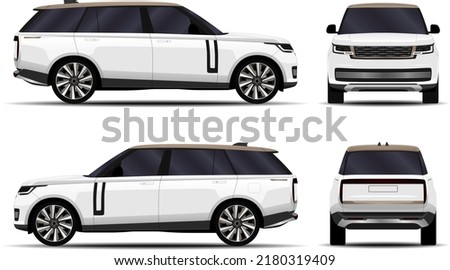 realistic SUV car. side view, front view, back view.