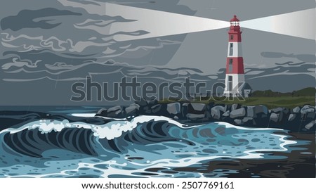 Similar – Leuchtturm bei Nacht auf der Insel Sylt, in der Nordsee, auf Dünen