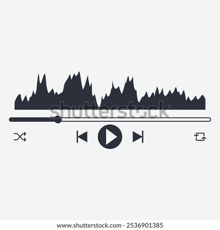 A digital audio player interface with a waveform display and playback controls.