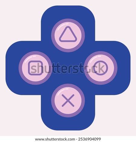 A graphic representation of gaming controller buttons in a cross layout.