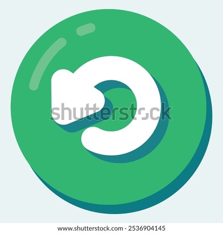 A green circular button featuring a white arrow, indicating a refresh or undo action.