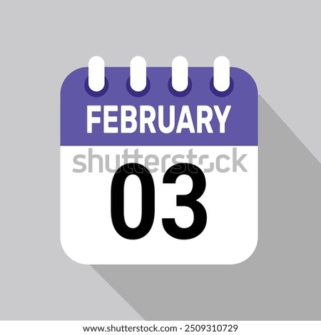 3 february calender icon text page monthly web design.