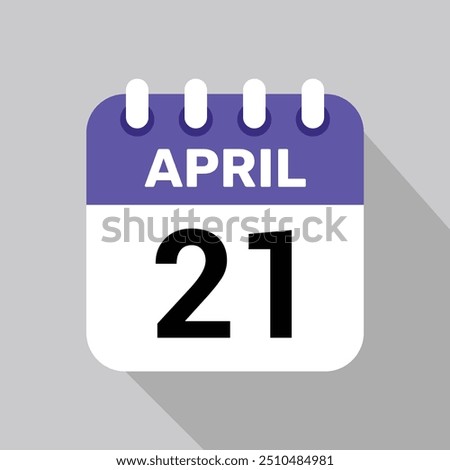 21 april calender icon text page monthly web design.